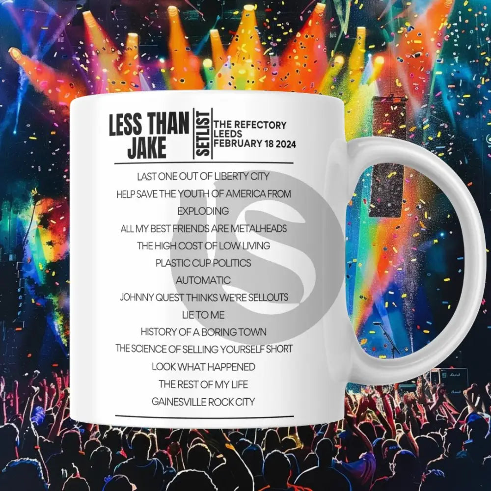 Less Than Jake The Refectory Leeds February 18 2024 Setlist Mug - Setlist