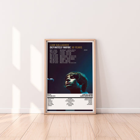 Liam Gallagher Definitely Maybe 30th Anniversary Tour 3Arena Dublin 24th June 2024 - Setlist Tour Poster - Setlist