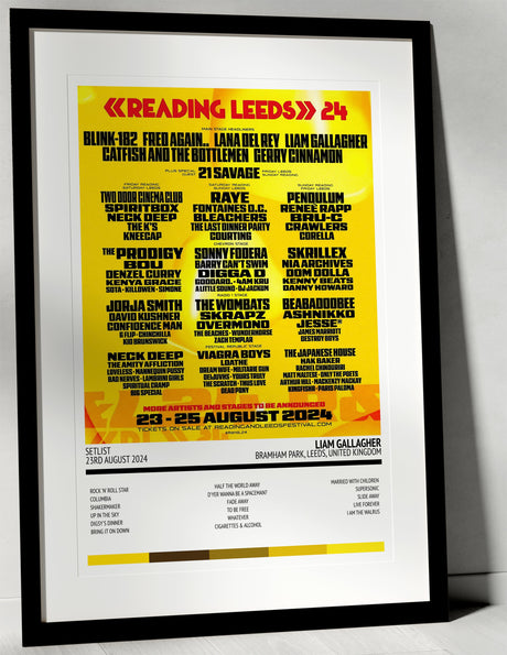 Liam Gallagher Definitely Maybe 30th Anniversary Tour Bramham Park Leeds 23rd August 2024 - Setlist Tour Poster - Setlist