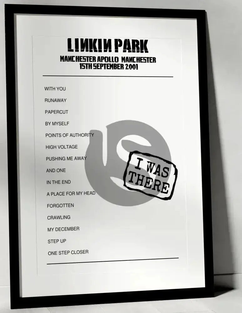 Linkin Park 15th September 2001 Manchester Apollo Manchester - I Was There - Setlist