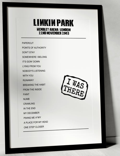 Linkin Park 22nd November 2003 Wembley Arena London - I Was There - Setlist