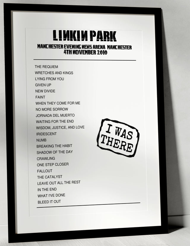 Linkin Park 4th November 2010 Manchester Evening News Arena Manchester - I Was There - Setlist