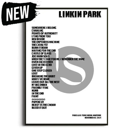 Linkin Park From Zero World Tour Setlist Posters - Setlist