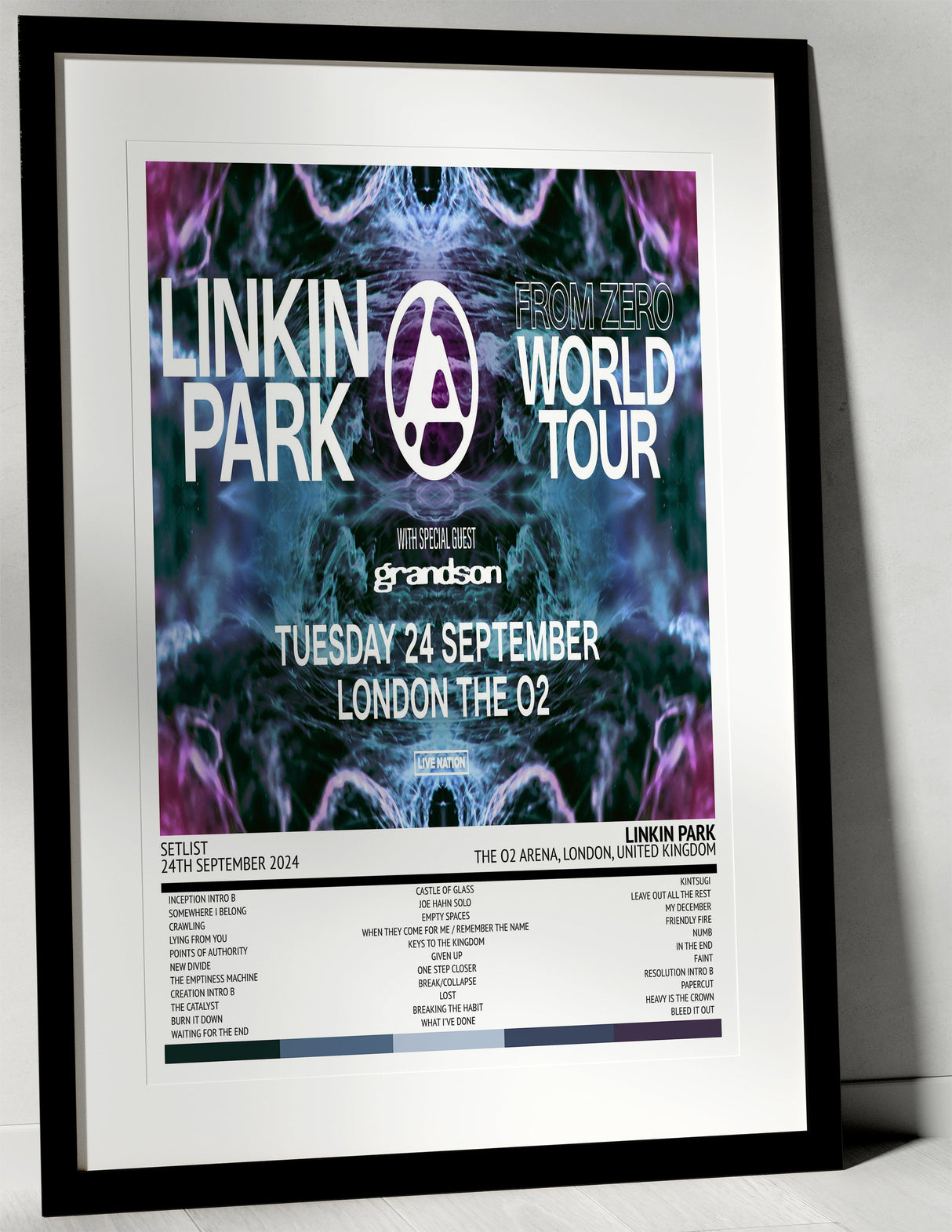 Linkin Park From Zero World Tour The O2 Arena London 24th September 2024 - Setlist Tour Poster - Setlist