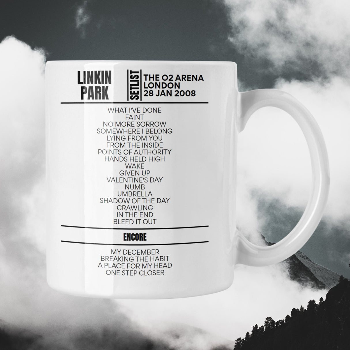 Linkin Park London January 28, 2008 Replica Setlist Mug - Setlist