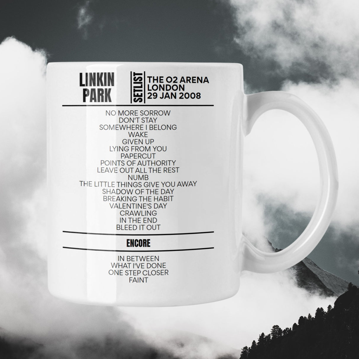 Linkin Park London January 29, 2008 Replica Setlist Mug - Setlist