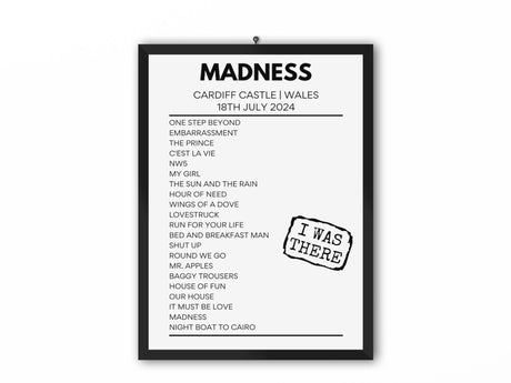 Madness Cardiff Castle July 2024 Setlist Poster - Setlist