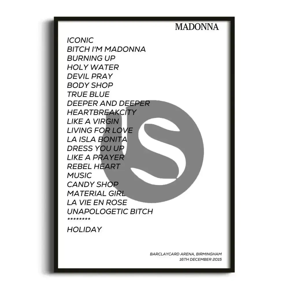 Madonna Birmingham 16th December 2015 - Gig Setlist - Setlist