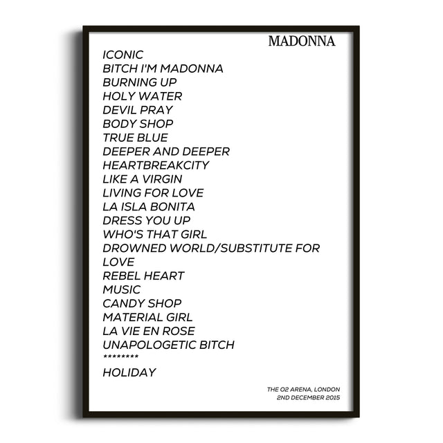 Madonna London 2nd December 2015 - Gig Setlist - Setlist