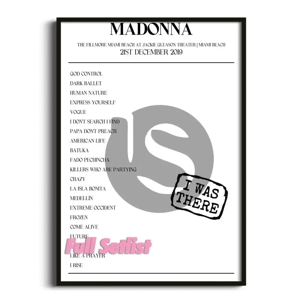 Madonna Madame X Tour Posters - Setlist