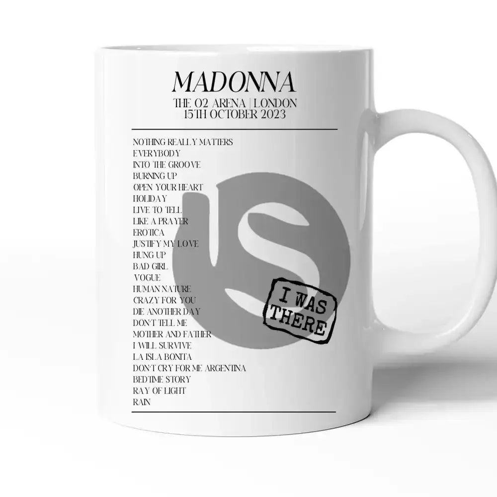 Madonna The Celebration Tour The O2 Arena London 15th October 2023 - Setlist Mug - Setlist