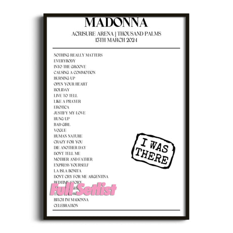 Madonna The Celebration Tour Setlist Posters 2024 - Setlist