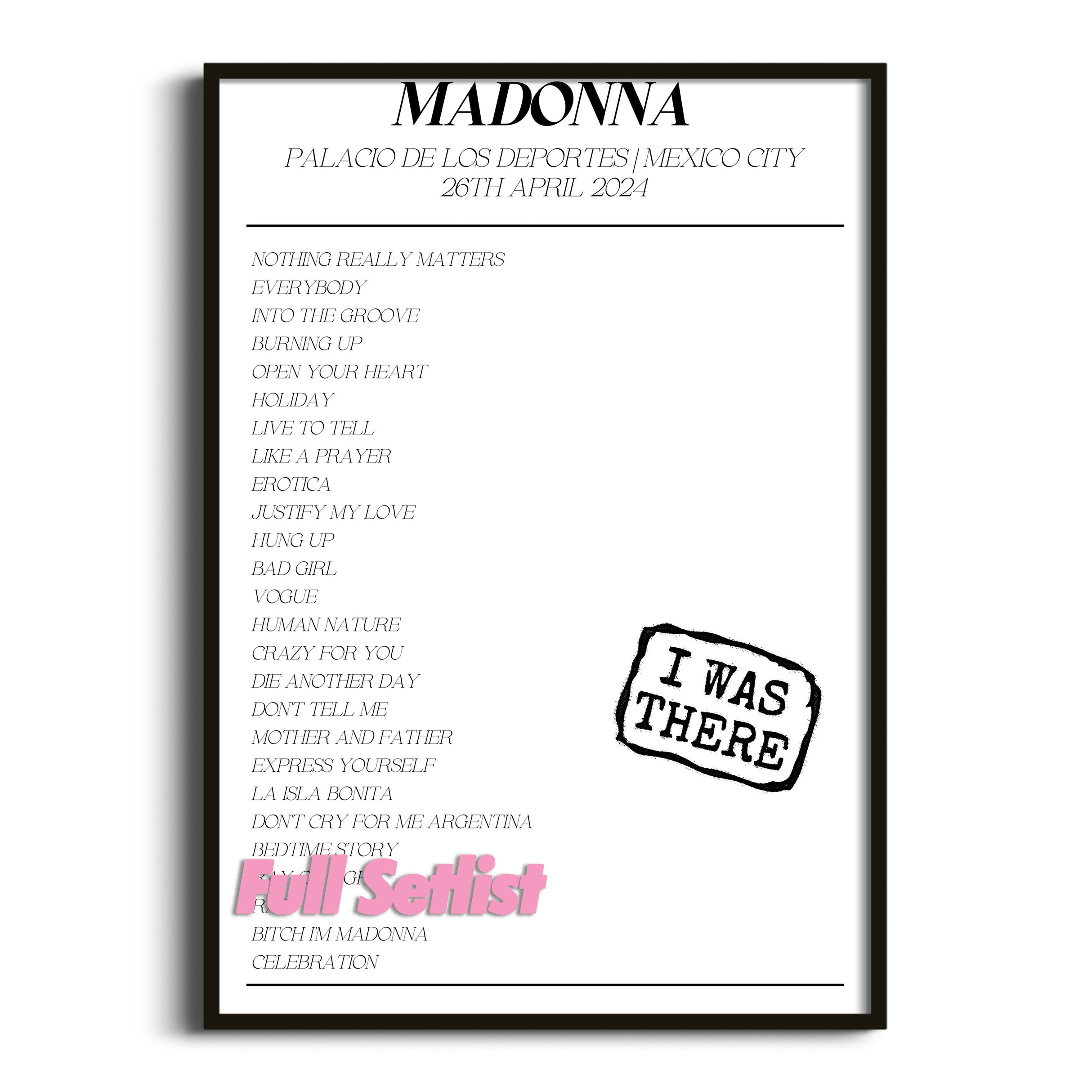 Madonna The Celebration Tour Setlist Posters 2024 - Setlist