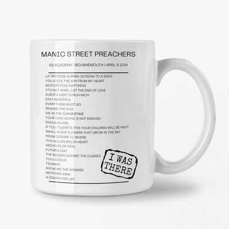 Manic Street Preachers Bournemouth April 2014 Setlist Mug - Setlist