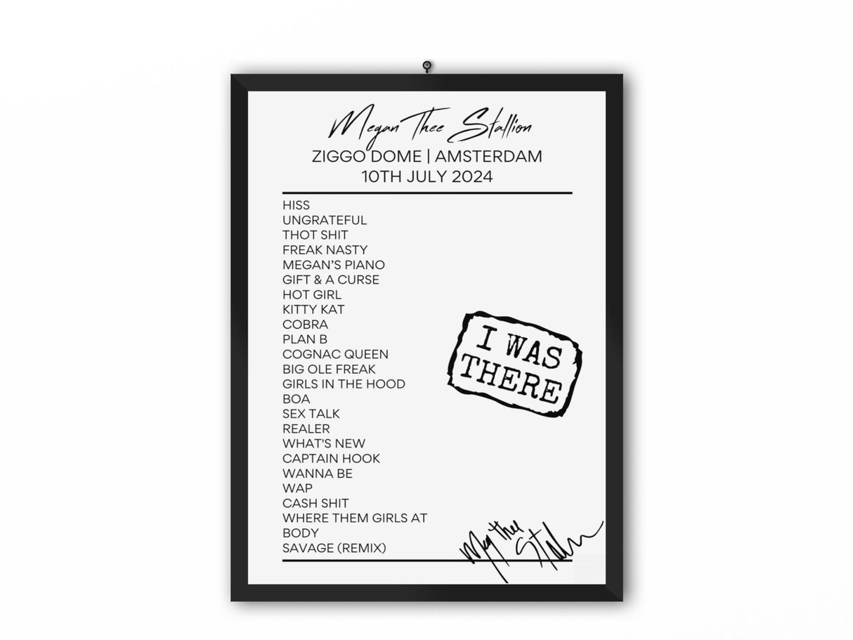 Megan Thee Stallion Amsterdam July 2024 Setlist Poster - Setlist