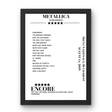 Metallica August 14, 2019 Arena Națională Bucharest Setlist Poster - Setlist