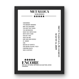 Metallica August 14, 2019 Arena Națională Bucharest Setlist Poster - Setlist