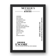 Metallica December 07, 2018 Golden 1 Center Sacramento Setlist Poster - Setlist