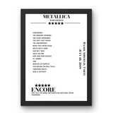 Metallica July 18, 2019 Raadi Airfield Tartu Setlist Poster - Setlist