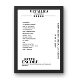 Metallica June 11, 2019 Johan Cruijff ArenA Amsterdam Setlist Poster - Setlist