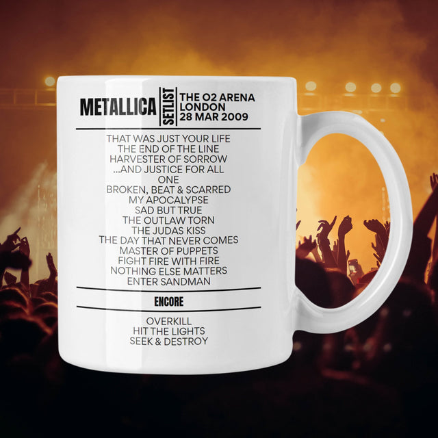 Metallica London March 28, 2009 Replica Setlist Mug - Setlist