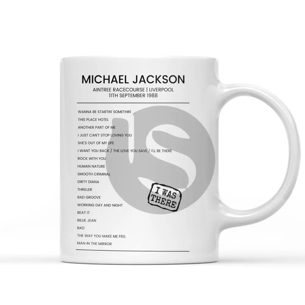 Michael Jackson Bad World Tour Aintree Racecourse Liverpool 11th September 1988 - Setlist Mug - Setlist