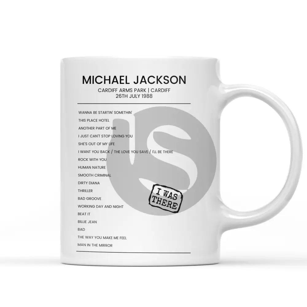 Michael Jackson Bad World Tour Cardiff Arms Park Cardiff 26th July 1988 - Setlist Mug - Setlist