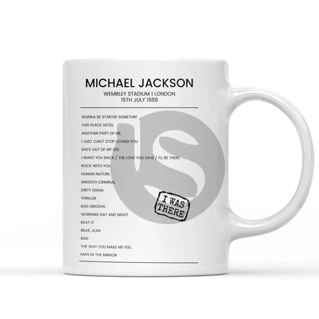 Michael Jackson Bad World Tour Wembley Stadium London 15th July 1988 - Setlist Mug - Setlist