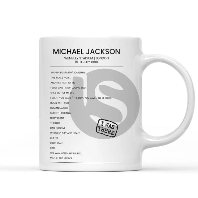 Michael Jackson Bad World Tour Wembley Stadium London 15th July 1988 - Setlist Mug - Setlist