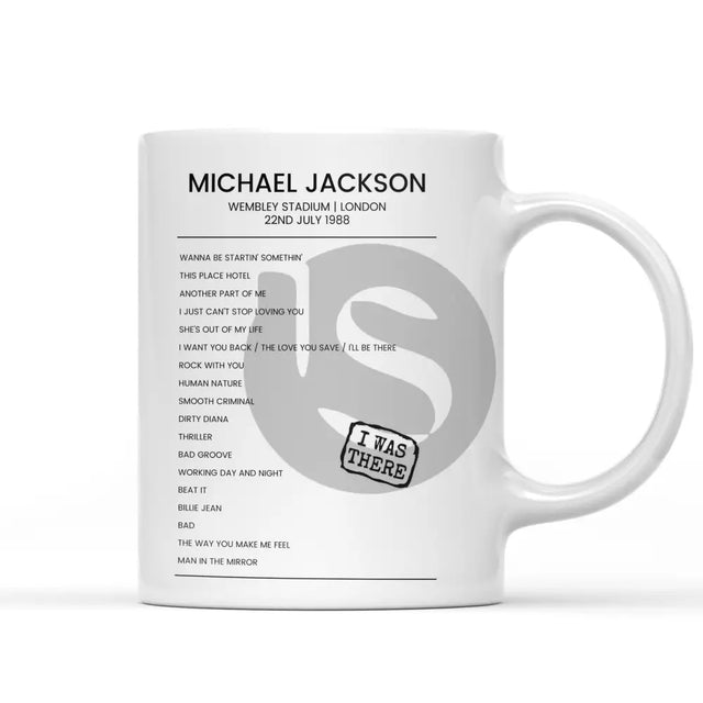 Michael Jackson Bad World Tour Wembley Stadium London 22nd July 1988 - Setlist Mug - Setlist