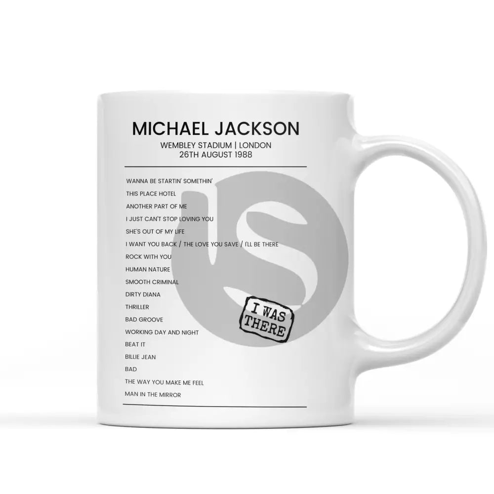 Michael Jackson Bad World Tour Wembley Stadium London 26th August 1988 - Setlist Mug - Setlist