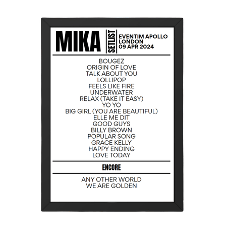 MIKA London April 2024 Setlist - Setlist