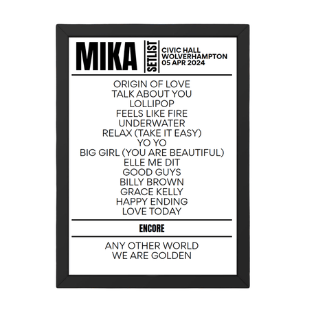 MIKA Wolverhampton April 2024 Setlist - Setlist