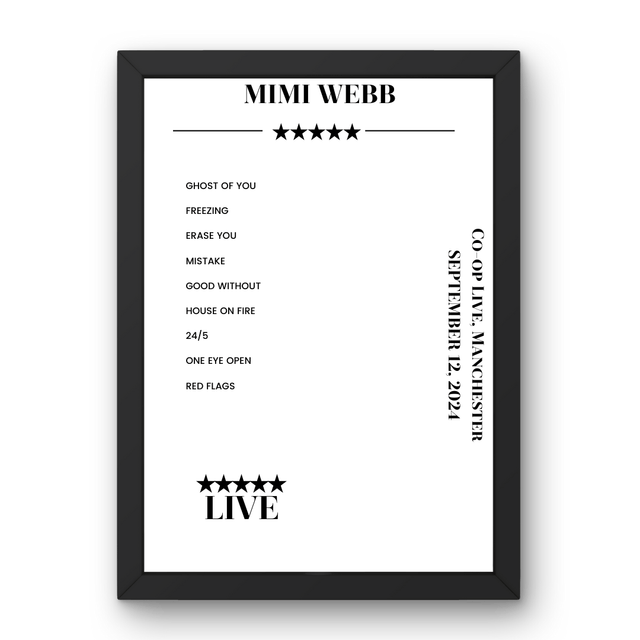 Mimi Webb Co - op Live Manchester 12 September 2024 Setlist Poster - Setlist