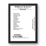 Morgan Wallen August 30, 2024 Oslo Spektrum Oslo Setlist Poster - Setlist