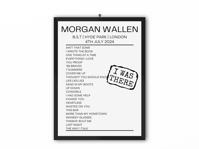 Morgan Wallen BST Hyde Park July 4 2024 Setlist Poster - Setlist