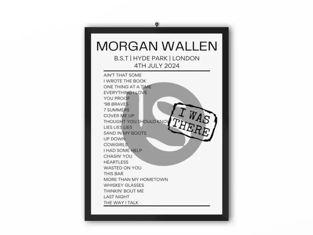 Morgan Wallen BST Hyde Park July 4 2024 Setlist Poster - Setlist