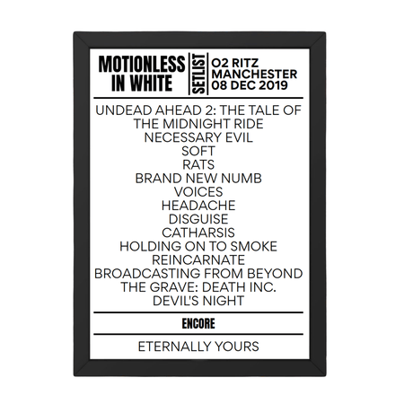 Motionless In White 08-12-2019-Manchester Setlist - Setlist