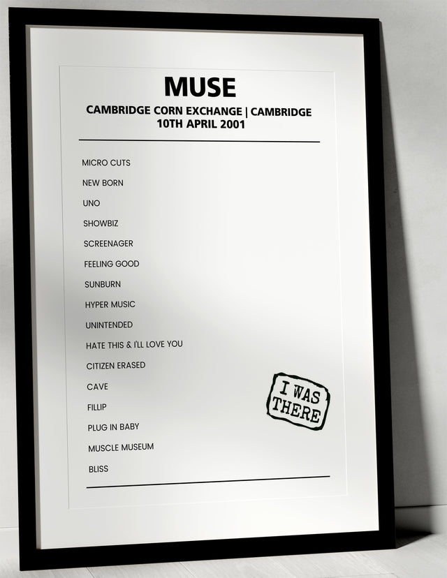 Muse 10th April 2001 Cambridge Corn Exchange Cambridge - Alternate - Setlist