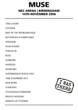 Muse 14th November 2006 NEC Arena Birmingham - Alternate - Setlist