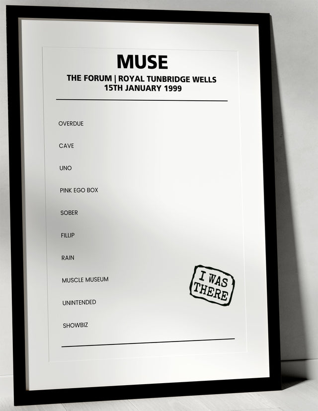 Muse 15th January 1999 The Forum Royal Tunbridge Wells - Alternate - Setlist