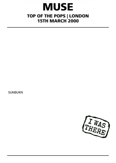 Muse 15th March 2000 Top of the Pops London - Alternate - Setlist