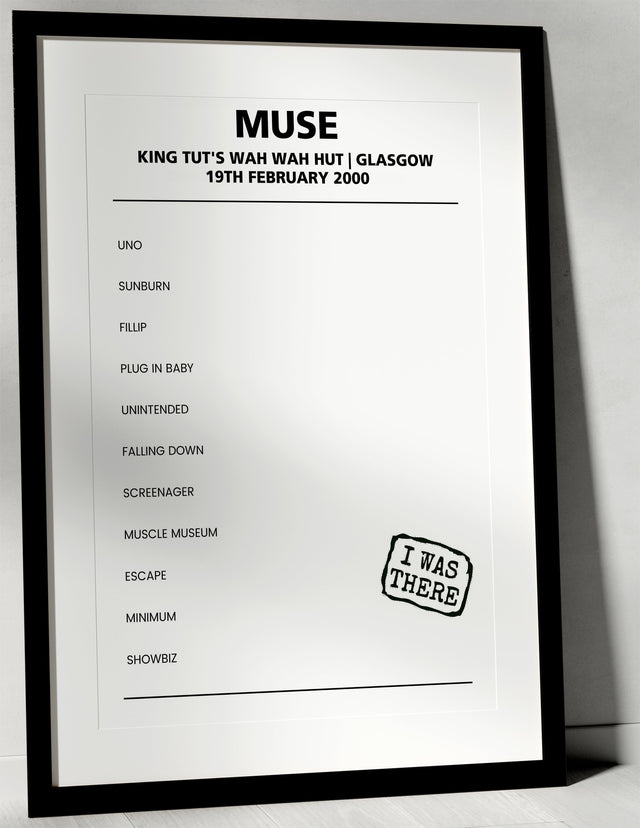 Muse 19th February 2000 King Tut's Wah Wah Hut Glasgow - Alternate - Setlist