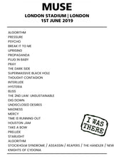 Muse 1st June 2019 London Stadium London - Alternate - Setlist