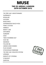 Muse 26th October 2012 The O2 Arena London - Alternate - Setlist