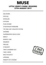 Muse 27th August 2017 Little John's Farm Reading - Alternate - Setlist