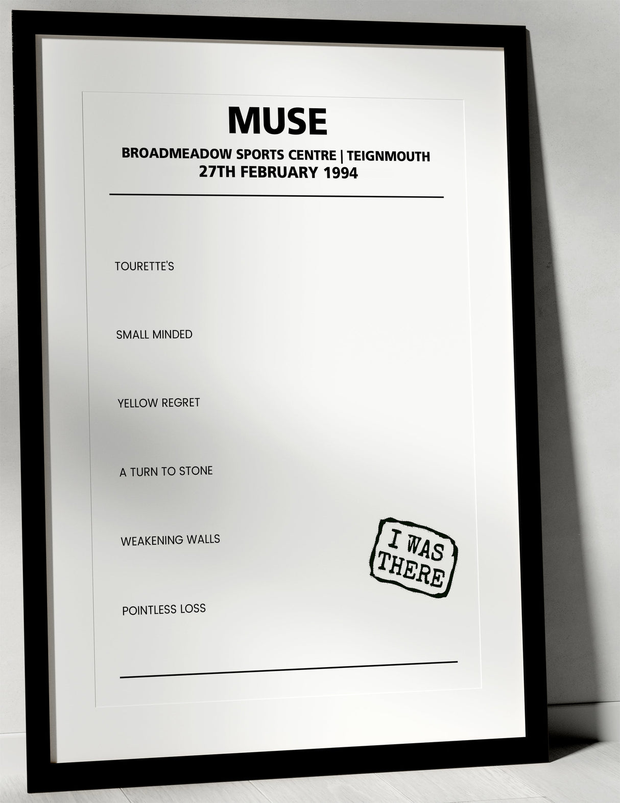 Muse 27th February 1994 Broadmeadow Sports Centre Teignmouth - Alternate - Setlist