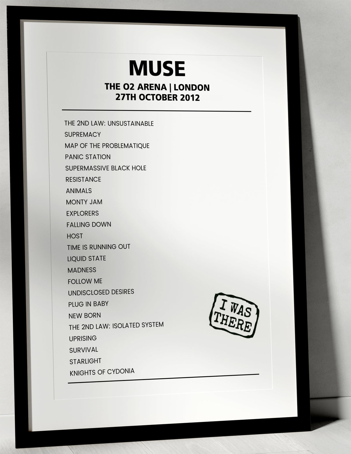 Muse 27th October 2012 The O2 Arena London - Alternate - Setlist