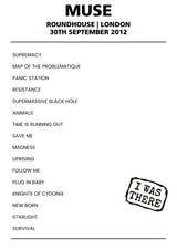 Muse 30th September 2012 Roundhouse London - Alternate - Setlist