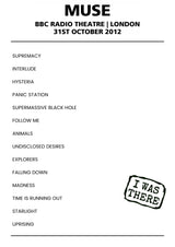 Muse 31st October 2012 BBC Radio Theatre London - Alternate - Setlist